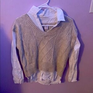Gray Cable Knit Sweater Vest